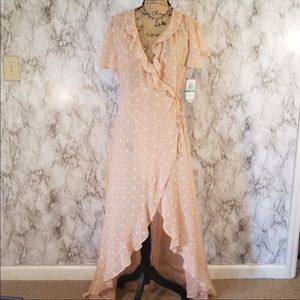 GIANNI BINI sheer Wrap Duster with ruffle trim